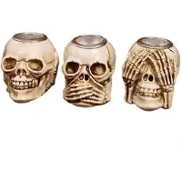 Semoic Halloween Skull Candle Holder, Table Decor Centerpiece Candlesticks, Resin Horrible Spooky Creepy Crafts