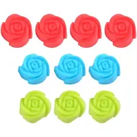Semoic 10pcs Cake Baking Mold Chocolate Jelly Maker Mould Silicone Rose Muffin Cookie Cup (Random Colors)