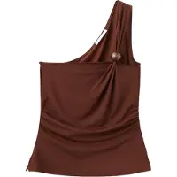 Mango Asymmetric Top With Bead Detail - Brown - L