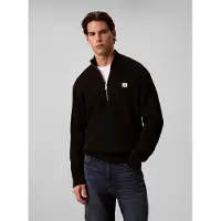 Calvin Klein Ls Clsc Cttn Wfle Hzip Swtr 9Gg - Black - S