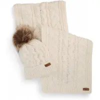 Barbour for woman. LGS0025 Penshaw beige hat and scarf gift set (OSFA), Casual, Acrylic