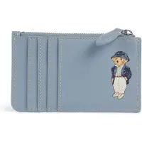 Ralph Lauren for woman. 427P17883001 Polo Bear blue card holder (OSFA), Casual, Leather