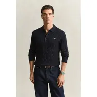 Gant Classic Cable Knit Sweater - Navy - L