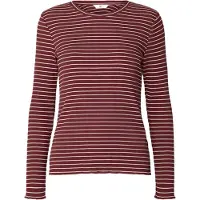 Selected Slwanna Ls Crew Neck Tee Str Noos - Burgundy - M