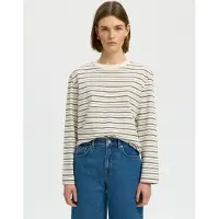 Selected Slwessential Ls Striped Boxy Tee Noos - Cream - XS