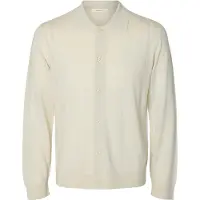 Selected Slmtray Ls Merino Struc Polo Cardigan - Cream - M
