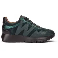 Wonders for woman. A-24110 Green Odisei Leather Sneakers (41), Flat, 1 to 3 cm, Laces, Casual
