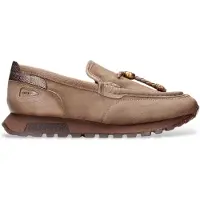 Hispanitas for woman. HI265128 Oregon Taupe Leather Moccasins (37), Flat, None, Casual