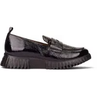 Wonders for woman. A-4420 Black Mix Leather Loafers (41), Flat, 1 to 3 cm, None, Casual, Classic, Patent Leather