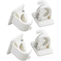 Typecat 4 PCS Self Adhesive Hooks Rod Bracket Towel Curtain Bracket Drapery Pole Hanging Rod Clip Wall Hooks