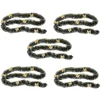 Typecat 5pcs 2M Christmas Eve Decoration Bar Tops Ribbon Garland Christmas Tree Kitchen Ornaments Party Decoration Prop-Golden