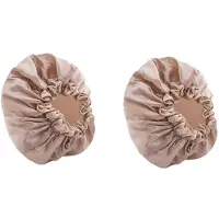 Typecat 2X Double-Layer Shower Cap Women's Waterproof Cap Bath Long Hair Shower Cap Hair Cover Lampblack Dry Hair Cap Champagne