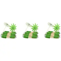 Tlily 120X Green Coconut Tree Toothpicks Paper Umbrellas Toothpicks Handmade Cocktail Parasol Sticks for Cocktail Decorations