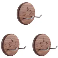 Typecat 3X Espresso Portafilter Wall Rack Walnut Wall Mounted Hooks with Stainless Steel Hooks for 51/54/58mm Portafilter