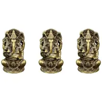 Typecat 3X Lord Ganesha Buddhist Statue Elephant God Sculptures Ganesha Figurines Brass Home Garden Buddha Decoration Model Gift