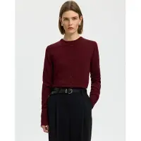 Selected Slwthea Ls Knit Merino Cardigan Noos - Burgundy - XXL