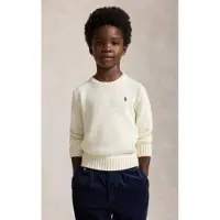 Ralph Lauren for boy. 322970429502 Unisex cream white cotton sweater with round neck (5años= 117/123cm), Casual, Long sleeve, children'
