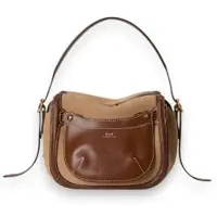 Ralph Lauren for woman. 428P11041002 Mini suede and leather beige Polo ID satchel bag (OSFA), Casual