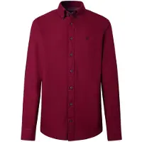 Hackett London for man. HM3010835 Burgundy Essential Dyed Shirt (M), Casual, Cotton, Long sleeve