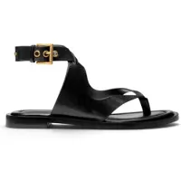 Michael Kors for woman. 40T6IRFS1L Irene leather sandal with black crossed straps (37), Flat, Buckle, Casual
