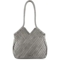 Fredsbruder Criss-Cross Shopper-laukku Nahka 30 cm Harmaa
