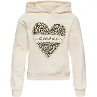 ONLY Kogcooper Life Heart Ls Hoodie Swt Noos - Cream - 158-164