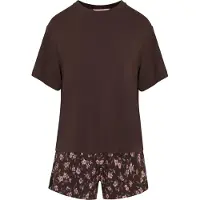Hunkemoller Pj Ss Short Jersey Loose Print - Brown - L