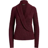 Ralph Lauren Cable Cotton-Blend Shawl-Collar Sweater - Burgundy - XL
