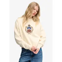 Superdry for woman. W2012721A Beige Crest Loose Sweatshirt (M), Casual, Cotton, Long sleeve