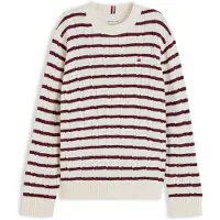 Tommy Hilfiger Neulepaita 'Essential' viininpunainen / valkoinen