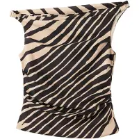 Mango Asymmetric Printed Top - Black - XS