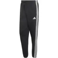 Adidas Urheiluhousut 'Essentials 3-Stripes Fleece Tapered Cuffed' musta / valkoinen