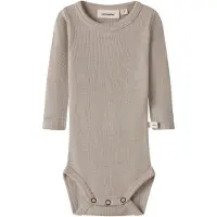 Lil´ Atelier Nbnnalu Rib Wo/Mo Ls Slim Body Lil - Grey - 86