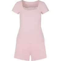 Hunkemoller Pj Ss Short Rib Lace - Pink - L