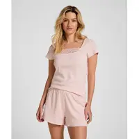 Hunkemoller Pj Ss Short Rib Lace - Pink - M