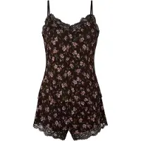 Hunkemoller Pyjamashortsit 'Nana' ruskea / oliivi / roosa