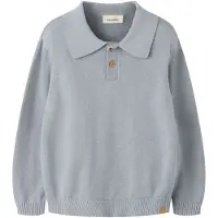 Lil´ Atelier Nmmhitos Loose Ls Polo Knit Lil - Grey - 92