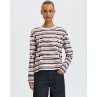 Selected Slwessential Ls Striped Boxy Tee Noos - Pink - L
