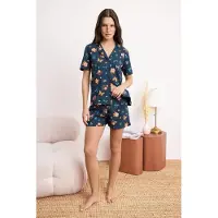 Trendyol Pyjamashortsit laivastonsininen / vaaleansininen / tummanoranssi / roosa