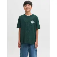 Jack & Jones Junior Paita 'JJASTRO' tummanvihreä / valkoinen