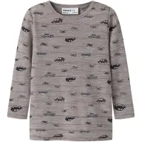 Name it Nmmwang Wool Rib Ls Top Aop Noos - Grey - 122-128