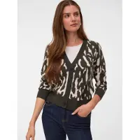 Vero Moda Neuletakki 'VMNANCY' ecru / karamelli / tummanvihreä