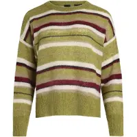 BOSS for woman. 50567041 Oversized alpaca-blend knit sweater with green stripes (M), Casual, Cotton, Classic