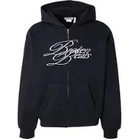 Weekday Loose Graphic Zip Hoodie - Navy - XS