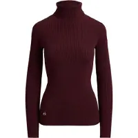 Ralph Lauren Cotton-Blend Ribbed Turtleneck - Burgundy - L