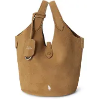 Ralph Lauren for woman. 428P23820001 Beige suede Polo Play crossbody tote bag (OSFA), Casual, Leather