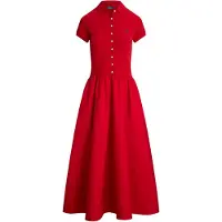 Ralph Lauren Hybrid Mesh Polo-Bodice Dress - Red - XS