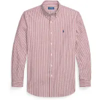 Ralph Lauren Custom Fit Striped Stretch Poplin Shirt - Burgundy - XS