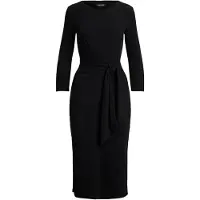 Ralph Lauren Tie-Front Cotton-Blend Crewneck Dress - Black - XL