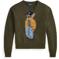 Ralph Lauren for woman. 211B17762001 Green Polo Bear cotton sweater (L), Casual, Long sleeve